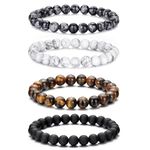 VEEDOFA Beaded Bracelets for Men Tiger Eye Bracelet Men Elastic Bracelets Billes Pour Bracelet for Teenager Mens Jewelry