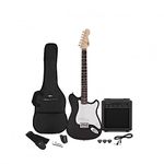 Full Size Electric Guitar Kit Starter Pack with Amp for Beginners VISIONSTRING, Black