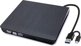 External CD/DVD Drive for Laptop USB 3.0 CD/DVD Player Portable CD DVD +/-RW Burner DVD/CD ROM Reader Rewriter Writer Disk Drive Compatible with Laptop Desktop PC Windows Mac Pro MacBook Linux