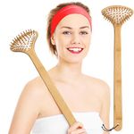 Wooden Back Scratcher Long Handle Scratching Hand Made of Bamboo 16 Inches Long Maximum Scratching Surface Back Scratcher Premium Wooden Massager for Fathers and Adults (Approx. 40 cm, with Box)