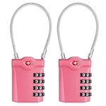 ZHEGE Suitcase Locks, TSA Approved Luggage Locks with Open Indicator, Wire Padlock with White Numbers, 4 Digit Combination Padlock for Suitcase, Backpack, Laptop Bag, Lockers (2P, Pink)