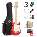 Donner 30 Inch Electric Guitar Kid Beginner Kit ST Style Mini Size ST Electric Guitar Junior Starter Package Red with Amp, 600D Bag, Tuner, Picks, Cable, Strap, Extra Strings DSJ-100