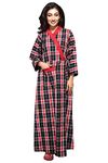 Hydes Babydoll® Thick Cots wool Robe for winter, Housecoat, Sleepwear, Night Gown for Women Ladies, Front Open Adjustable (X-Large, Sangria)