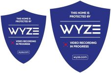 WyzeCam UV Waterproof Reflective Security Stickers Compatible for Wyze Home Security System, Video Surveillance Sticker Security Signs Outdoor, Pack of 2 (8.5” x 10” and 10” x 12”)