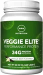 MRM Nutrition Veggie Elite Performance Protein | Vanilla Bean Flavored| Plant-Based Protein| Easy to Digest | with BCAAs| Vegan + Gluten-Free | Clinically Tested| Digestive enzymes | 30 Servings