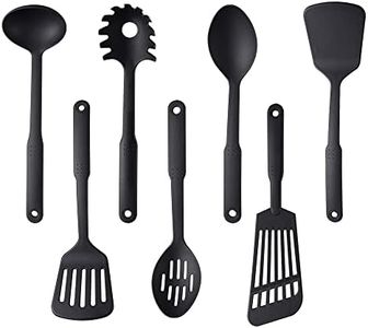 Kitchen Utensils Set, 7 Pcs Cooking Utensils Set 410℉ Heat Resistant & Non-Stick Food Grade Nylon Kitchen Gadgets Accessories for Cookware, BPA Free Kitchen Tools Gift (Black)