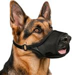 LUCKYPAW Dog Muzzle Mesh Dog Muzzle for Large Medium Small Dogs Soft Muzzles for Biting Chewing Certain Barking Breathable Muzzle with Adjustable Strap for Training (Black, L(Snout:9.75"-11"))