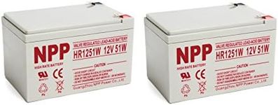 NPP HR1251W (F2, 2Pcs) 612Watts 12V 51Watt/Cell AGM Sealed Lead Acid High Rate Battery, 12V 14Ah 15Ah Flame Retardant UPS Battery for Fish Finder, Scooter, Security System and Solar