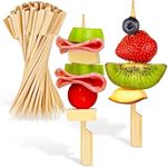 4.7" Inch Bamboo Skewers for Appetizers (200 Pack), Wooden Appetizer Skewers for Fruit Kabobs, Fancy Skewer Sticks for Parties, Cocktail & Martini Olive Skewers, Heavy Duty Bamboo Skewers for Kabobs