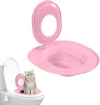 Cat Toilet Seat Training Kit - Universals Reusable CatToilet Trainer, Easy to Install Removable, CatLitter Tray Kit Kitty Potty Train System, Train Your Cat to Use The Toilet, Pet Cleaning (Pink)