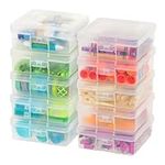 IRIS USA Small Plastic Hobby Art Craft Supply Organizer Storage Box with Snap-Tight Closure Latch, 10 Pack, Art Satchel Storage Case for Ribbons, Beads, Sticker, Yarn, and Ornaments, Stackable, Clear