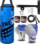 Boxing Punch Bag Heavy Target Pucnhing Training Bag Kickboxing Muay Thai Wall Bracket Chain Filled Set 1pair Kids Punching Gloves MMA Muay Thai Martial Arts 2FT Kids Boxing Gift Set (Blue)