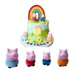 SugArt Cartoon Pig Party Cake Toppers - Set of Edible Decorations - Perfect for Cartoon -Themed Birthdays! - Kids Handmade Icing Fondant Cartoon Characters - Cupcake Supplies - 4 Pcs