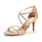 DREAM PAIRS Women's Heel Sandals, Gigi Fashion Stilettos Open Toe Pump Heel Sandals Gigi,Size 5,Gold/Glitter,Gigi