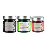 Ved Gourmet Original Black,Red & Green Maraschino Cherries - Italian Cherry for Old-Fashioned Cocktails - Vegan Cocktail, Bourbon Cherries in Natural Syrup for Cocktail Garnish(PACK OF 3)