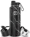 Metal Water Bottle with Straw Lid - 1.2L 3 Lids - Stainless Steel Double-Walled Insulated Vacuum Leakproof - Sports Gym Camping Hiking Hydration School Kids