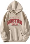 BE SAVAGE Boston Dropshoulder Hoodies for Men Oversize Hoodies Men Baggy Hoodies for Men, Beige, S