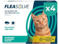 Cat Flea Treatment Spot On x 4 Pack - Flea Treatment Cat Spot On for Cats & Kittens Over 1kg - Fast-Acting FleaSolve Solution - 4 x Pipettes