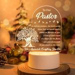 Buioata Pastor Appreciation Gifts - Engraved Acrylic Night Light, Pastor Gifts for Women, Anniversary, Religious Christian Gifts, Gifts for Pastor, Thank You Present Tabletop Gift