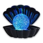 Eyesome Stunning Clam Colour Changing Glitter Sea Shell Pearl Mood Water Lamp - USB/Battery Operated Night Desktop Bedside Table Relaxing Light Ornament Home Decor Xmas Gift (Black)