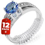 Ring Adjuster for Loose Rings - 12 Pack, 2 Sizes - Ring Size Reducer, Guard, Holder - Spiral Silicone Tightener Set with Polishing Cloth