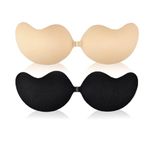 Mango Pushup Bra | Strapless Bra for Women | Backless Bra | Stick On Bra for Women Pack 2 (M, Black & Cream)