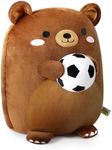 Onsoyours Original Bear Plush with Soccer Ball, Cute 14 inch Sport Brown Bear Stuffed Animal, Ultra Soft Collectible Hugging Gift Plush Toy