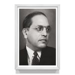 WhatsYourPrint Wood Bhimrao Ramji Ambedkar Indian Leader Painting Photo Frame For Living Room And Wall Decoration (Size 8X12 Inches, White Color Frame)