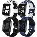 EXCHAR 4 Pack Sport Bands Compatible with Apple Watch Band 38mm 40mm 41mm 42mm 44mm 45mm 49mm for Men Women, Soft Silicone Strap Breathable Band for iWatch Series 9 8 7 6 5 4 3 2 1 SE/Ultra, Nike+