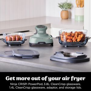 Ninja CRISPi 3.8L Portable Air Fryer – 4-in-1, Compact, 2 Glass Containers