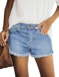 luvamia Womens Fashion Jean Shorts for Women Stretchy Mid Rise Denim Shorts Plus Size Shorts for Women Womens Plus Size Shorts Women Shorts Casual Indigo Blue Tides Size XX-Large Fits Size 20 Size 22