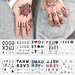 18 Sheets Letter Temporary Tattoos Black Moon Star Letter Constellations Finger Tattoos Stickers Finger Word Waterproof Fake Tattoos Realistic Small Body Art DIY Tattoos for Women Men Kids Decor