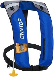 Owntop Automatic Inflatable Swim Vest for Adults, Highly Visible Manual Swim Jacket with 24g CO2 Cartridge, Low Profile for Kayak, Fishing, Paddle Sports, Blue