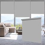 LUCKUP 100% Blackout Waterproof Fabric Window Roller Shades Blind, Thermal Insulated,UV Protection,for Bedrooms,Living Room,Bathroom,The Office, 28" W x 79" L(Grey)