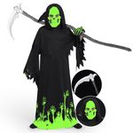 Spooktacular Creations Boys Grim Reaper Costume Halloween Fancy Dress Costume Kids, Scary Halloween Outfit, Black, Medium (8-10 yrs)