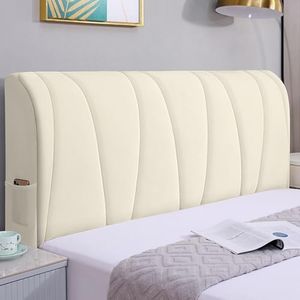 HAMON Copertura testiera Letto, Copertura per Testiera per Letto di velluto elasticizzato antipolvere protettivo, copritestiera universale di ispessimento per la testata del letto (Bianco, 200 CM)