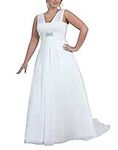 SlenyuBridal Plus Size Wedding Gown Strap Chiffon 2020 Wedding Dresses for Women, White, 22 Plus