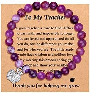 HUASAI Teacher Appreciation Gifts for Women Natural Stone Teacher Bracelet End of Year Teacher Gifts Thank You Gifts for Teacher Meaningful Gifts