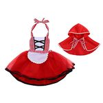 IDOPIP Toddler Baby Girls Little Red Riding Hood Costume Halloween Christmas Party Dress up with Hoodie Cape Red 12-18 Months