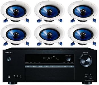 Onkyo 5.2 Channel Full 4K Bluetooth AV Home Theater Receiver + Yamaha Natural High-Performance Moisture Resistant 2-Way 110 watts Surround Sound in-Ceiling Speaker System (Set of 6)