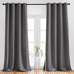 NICETOWN Grey Blackout Curtains Panels - Triple Weave Energy Saving Thermal Insulated Solid Grommet Blackout Draperies for Patio(52 inches by 108 Inch,Set of 2)