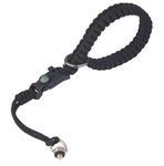 Rigdance Paracord Camera Wrist Strap Lanyard with 1/4 Screw for Insta360 X3 X4, DSLR Cameras, Action Cameras, Selfie Sticks- with Quick Release Buckle, Compass, Whistle (Black)