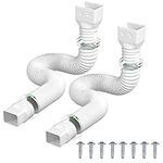 2-Pack Rain Gutter Downspout Extensions: Drain Downspout Extender Flexible Extendable from 21 to 60 Inches | Rainwater Drainage Down Spout with Gutter Connector & 8PCS Screws (White)