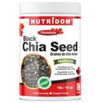 Nutridom Certified Organic Raw Black Chia Seeds 1lb (16 Ounce) Non-GMO, Nutrient-Dense Seeds for Salads, Yogurt & Smoothies, Vegan, Gluten-Free, Keto & Paleo Friendly