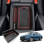 GAFAT Container with Skoda Octavia 2020-2024 2025 Armrest Tray, Octavia MK4 5E RS Center Console Organizer Armrest hidden Storage Box with Coin and Sunglass Holder for Car Armrest