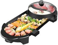 SEAAN Hot Pot with Grill, Korean BBQ Grill Indoor Hotpot Pot Electric Combo, Shabu Shabu Pot with Divider KBBQ Grill Smokeless Non-stick Separate Dual Temperature Control, for 2-12 People, 110V