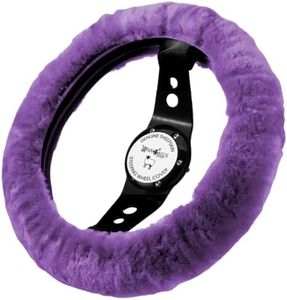 Andalus Brands Australian Sheepskin Steering Wheel Cover, Anti-Slip Universal 15 Inch Fuzzy Steering Wheel Cover Offers a Plush Velvet-Like Touch, Eco-Friendly Fluffy Steering Wheel Cover (Purple)
