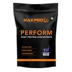 NAKPRO Perform Whey Protein Concentrate 1kg Blueberry | 24g Protein, 5.3g BCAA | Trustified Certified 100% Authentic Supplement Powder & No Adulteration | Fast Absorbing Whey Protein Powder