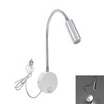 BoYeeBo Flexible 3W LED Bedside Reading Lights, Wall Mounted LED Wall Lamp Working Study Light with Plug & Switch for Bedroom, Office, Workbench, Studio (Silver. 6000K)