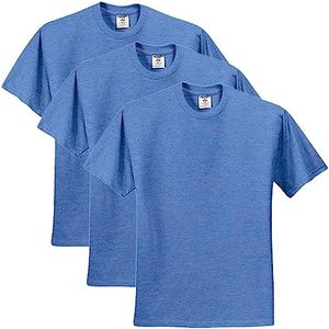 Jerzees Men's Adult Short Sleeve Tee 3 Pack, Vintage Heather Blue, Large